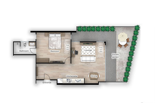 1 bedroom apartment extra bed
